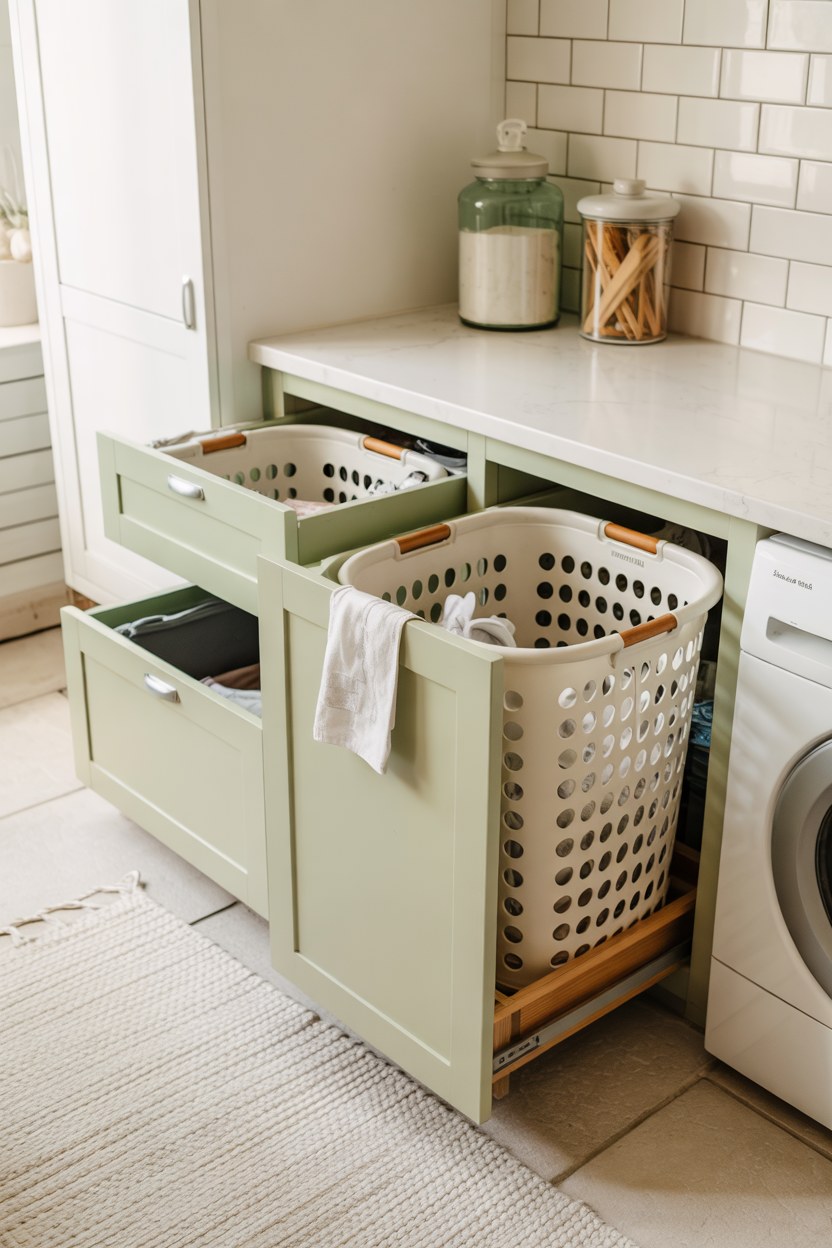 Built-In Laundry Basket Organization Ideas for Small Bathrooms