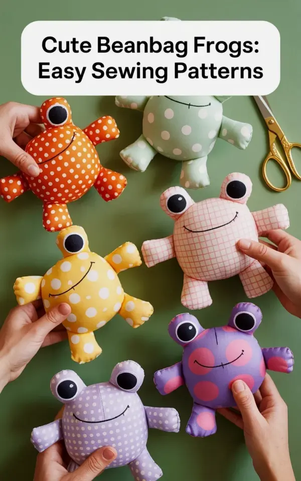 Sew a Beanbag Frog! Cute Stuffed Frog Sewing Pattern for Polka Dot & Plaid Plushies