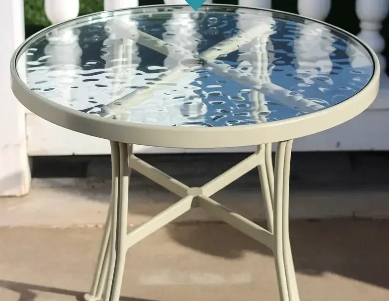 Round Outdoor Patio Table with Textured Glass Top: Before & After Plans