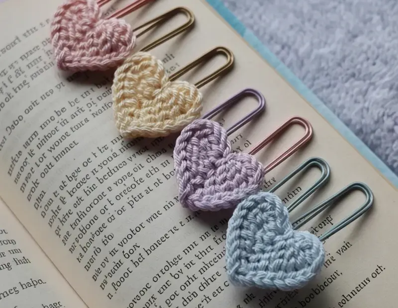 Hand Knit Heart Paper Clip DIY: Cute Pastel Craft for Book Lovers