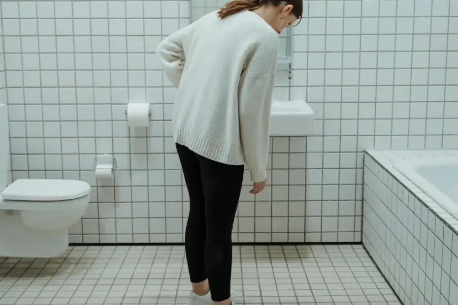 Cozy bathroom vibes in a white tile space — casual outfit inspo