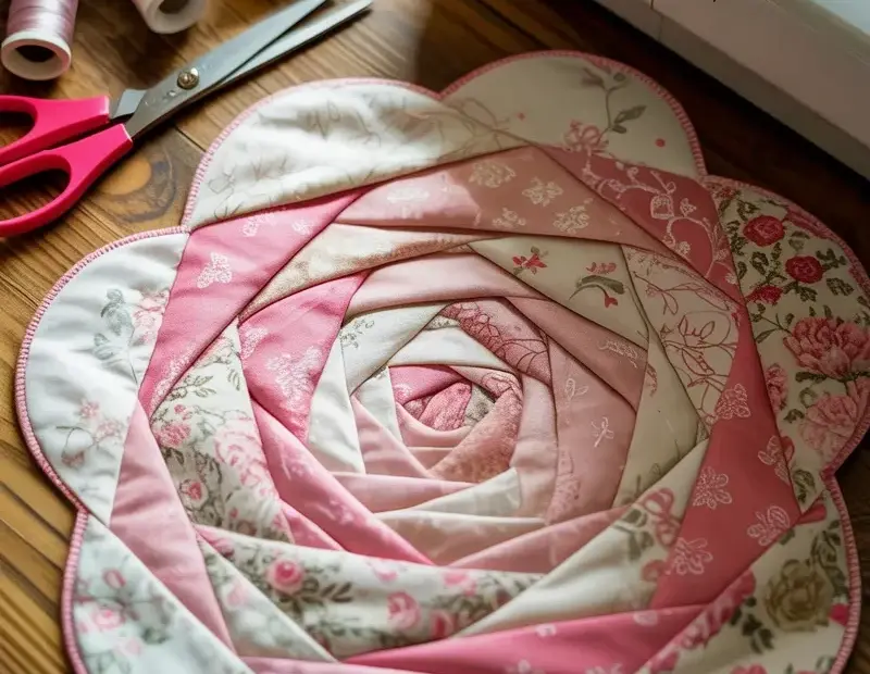 Handmade Quilt Pattern with Rose Design: A Close-Up Look at My Sewing Project