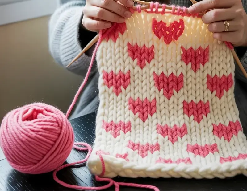 Knitting a Chunky Heart Blanket | Cozy Slow Progress 🧶❤️
