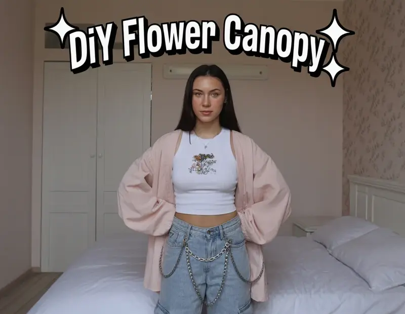 DIY Flower Canopy Bedroom Decor | Easy Floral Canopy Tutorial for Beginners | Romantic Room Makeover