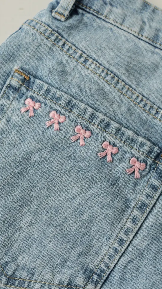 Little Bows on Denim Pocket | Easy Sewing Tutorial for Beginners | DIY Fashion Details