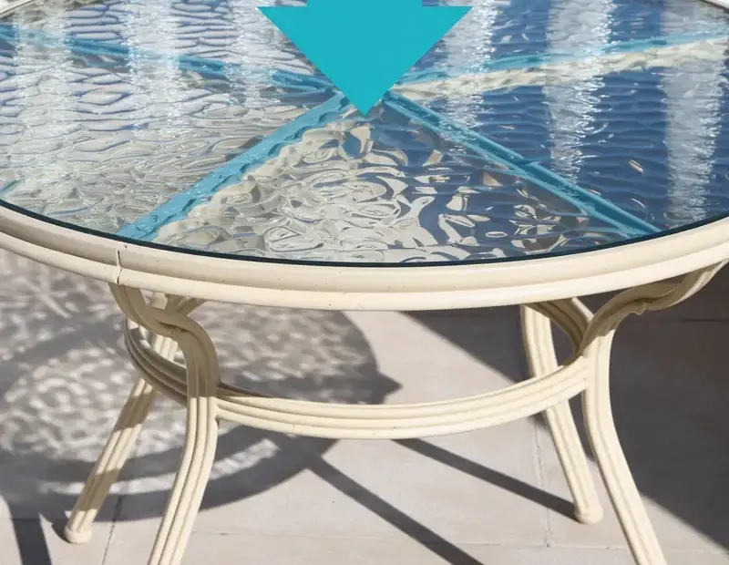 Outdoor Patio Table Makeover Before | Round Textured Glass Top Refresh