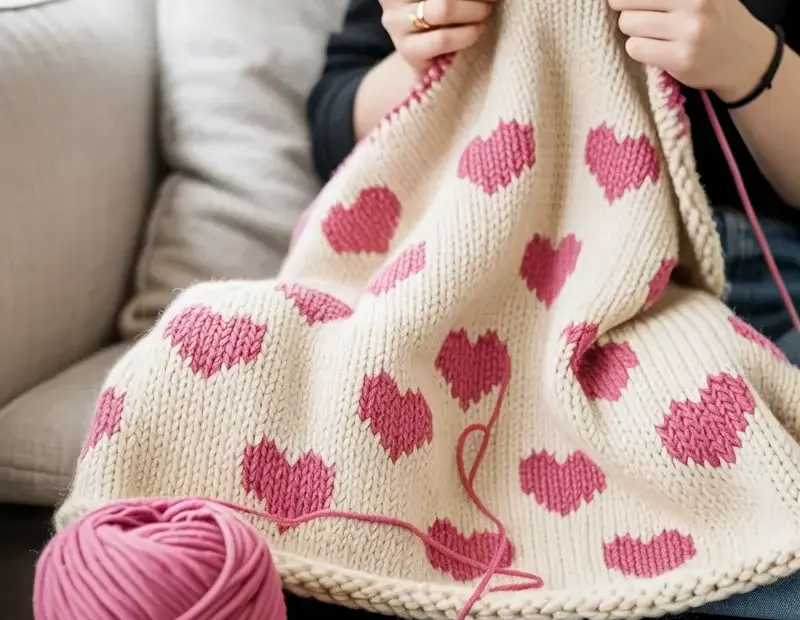 Knitting a Chunky Heart Blanket for Valentine's Day