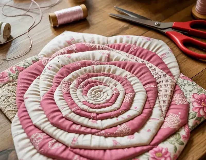 Handmade Rose Quilt Pattern | Vintage Sewing Table Cozy Vibe