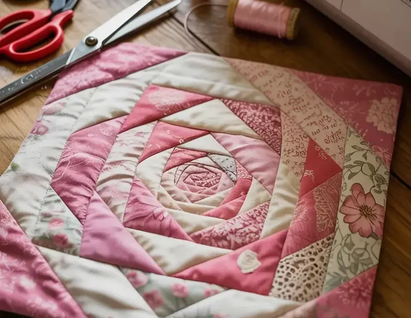 Handmade Quilt Pattern - Quick Rose Sewing Tutorial for Beginners