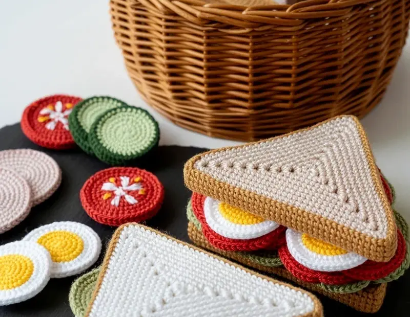Crochet Sandwich Amigurumi Set - Handmade Play Food Ideas