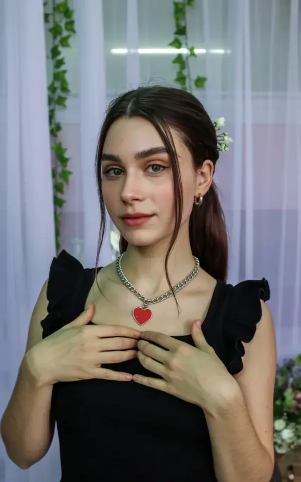 Ethereal aesthetic outfit idea with flower hair and red heart necklace | romantic look